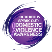 ribbon, words speak out domestic violence awareness